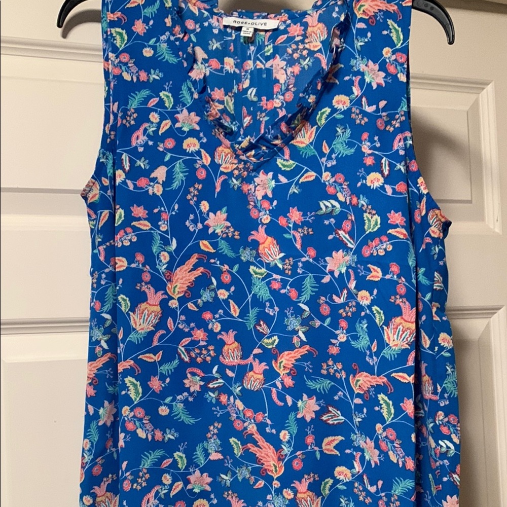 Rose + Olive Blue Floral Blouse